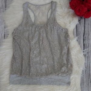 EXPRESS sleeveless gray top with lace